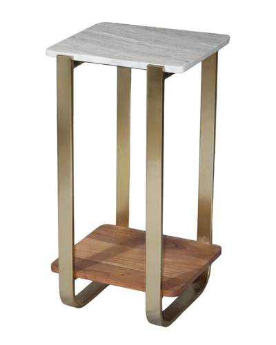 Sagebrook Home 25in Marble Top Drink Table In Gold