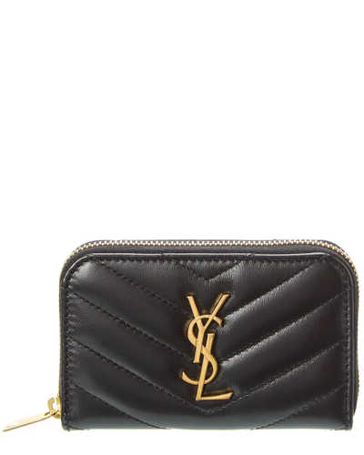 Saint Laurent Cassandre Matelasse Leather Coin Card Wallet In Black