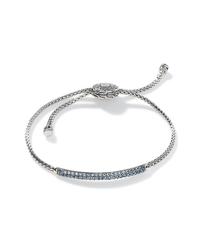 John Hardy Silver Aquamarine Classic Chain Station Bracelet In Metallic