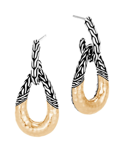 John Hardy Classic Chain 18k & Silver Hammered Hoops In Gold