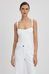 Good American Sweetheart Scuba Tank Thong Bodysuit White001 Xs In White