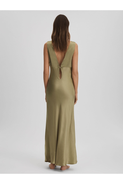 Maison Essentiele Silk Nightdress In Olive