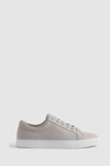 REISS LUCA - LIGHT GREY GRAINED LEATHER TRAINERS, UK 7 EU 41