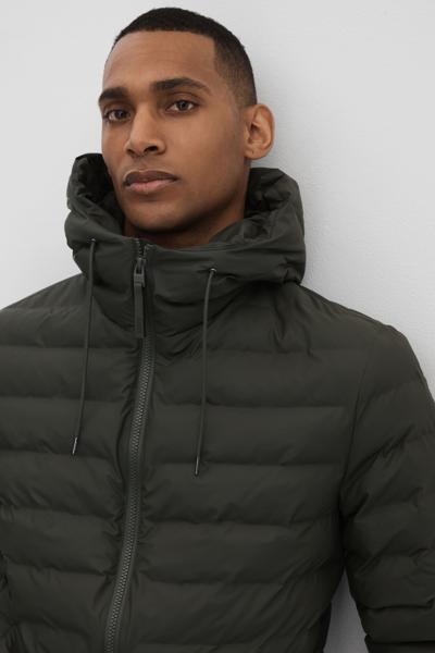 Rains Hooded Puffer Jacket In Green
