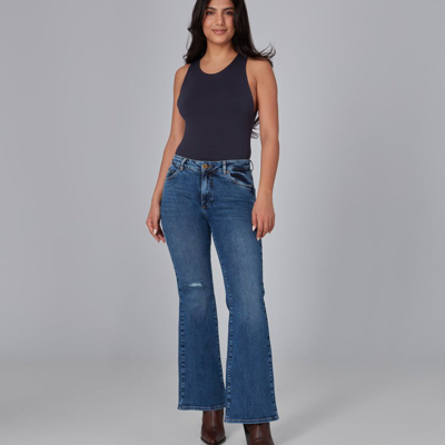 Lola Jeans Women's Bradly-dis Mid Rise Flare Jeans In Dim Sky