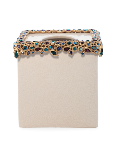 Jay Strongwater Bejeweled Tissue Box In Peacock