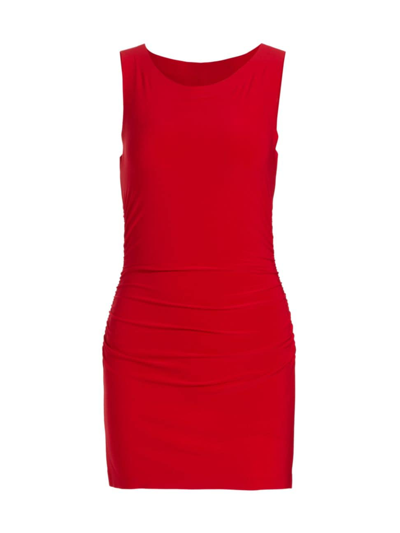 Norma Kamali Ruched Mini Dress In Tiger Red