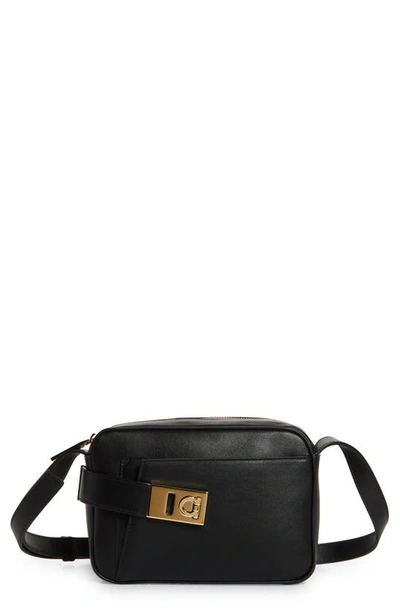 Ferragamo Calfskin Leather Crossbody Camera Bag In Nero