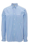 Jw Anderson Classic Fit Stripe Patchwork Button-up Shirt In Blue/ White