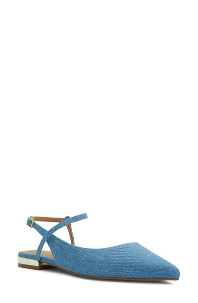 Aldo Sarine Ankle Strap Pointed Toe Flat In Denim Blue