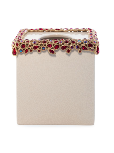 Jay Strongwater Bejeweled Tissue Box In Ruby