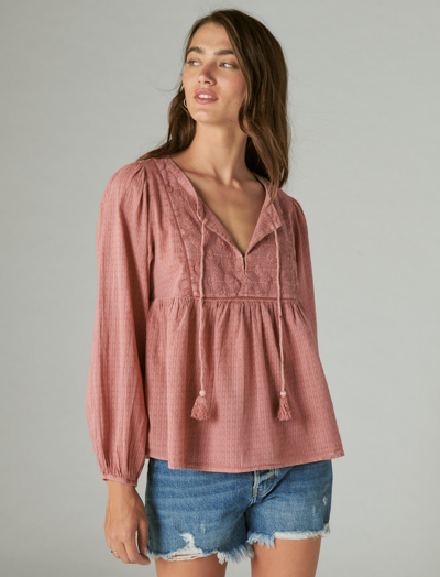 Lucky Brand Women's Long Sleeve Peasant Blouse In Pink