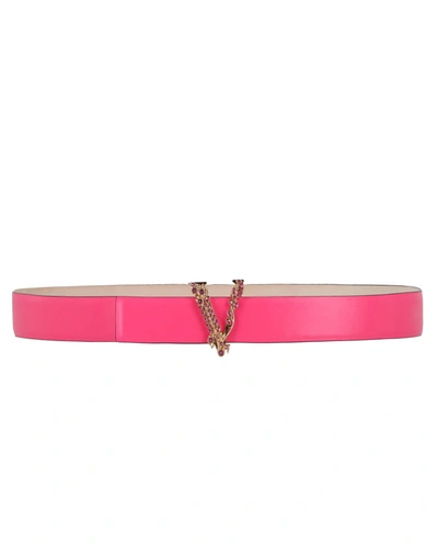 Versace Virtus Crystal Leather Belt In Pink