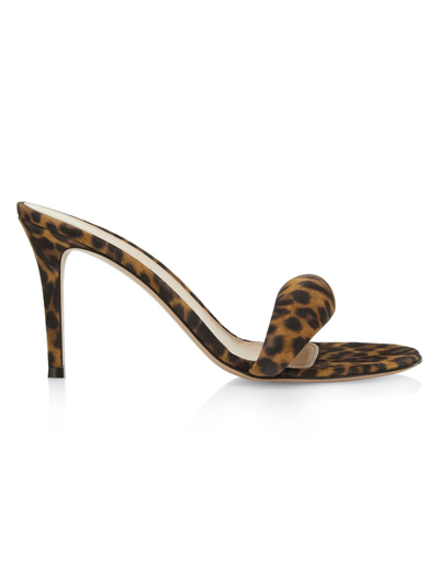 Gianvito Rossi Leopard Stiletto Slide Sandals In Almond Leopard Pr