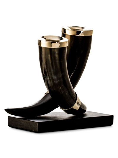Ladorada Dark Bull Horn & Leather Candleholders