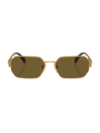 Prada Geometric Steel & Plastic Rectangle Sunglasses In Matte Gold