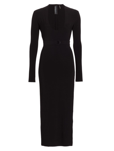 Norma Kamali Women's Belted Scoop-neck Maxi Dress In Black