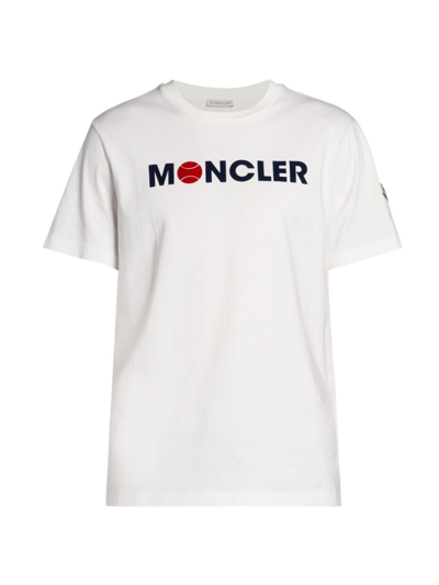 Moncler Short-sleeve T-shirt With Logo In Silk White