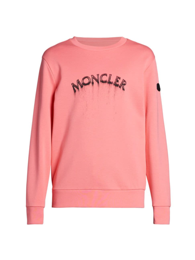 Moncler Men's Logo Crewneck Sweatshirt In Desert Rose