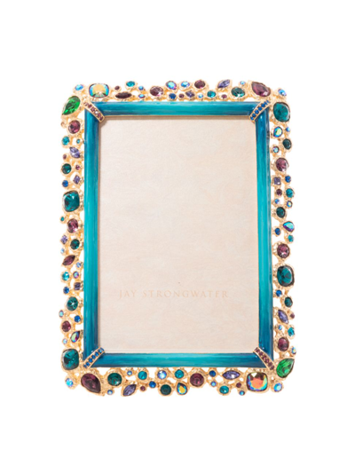 Jay Strongwater Bejeweled 4" X 6" Picture Frame In Peacock