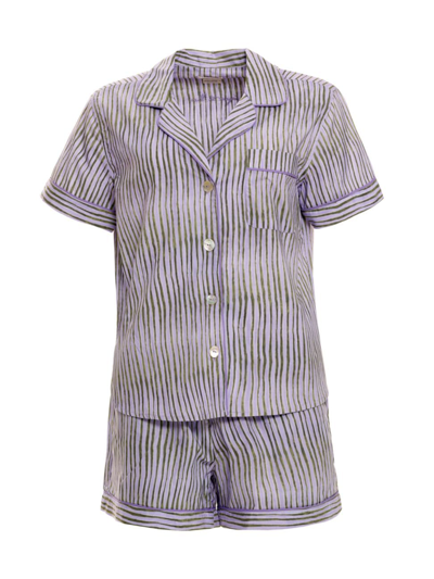 The Lazy Poet Women's Blue Serenity Nina Seagrass & Waves 2-piece Pajama Set