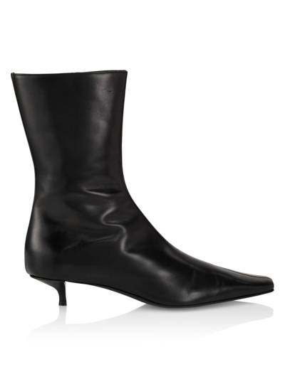 Rick Owens Shrimpton Leather Zip Ankle Boots In Black
