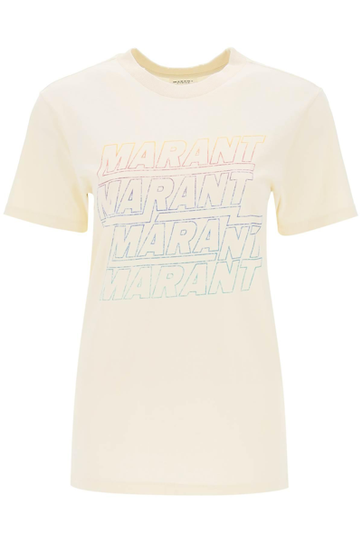 Marant Etoile Ziliani Logo-print Cotton T-shirt In Beige