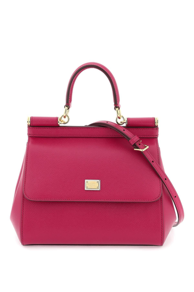 Dolce & Gabbana Sicily Leather Handbag In Fuchsia