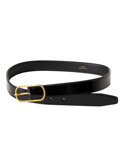 Totême Women's Wide Oval Buckle Leather Belt In Black