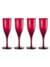 Nude Glass Omnia Bey 4-piece Champagne Glass Set In Red