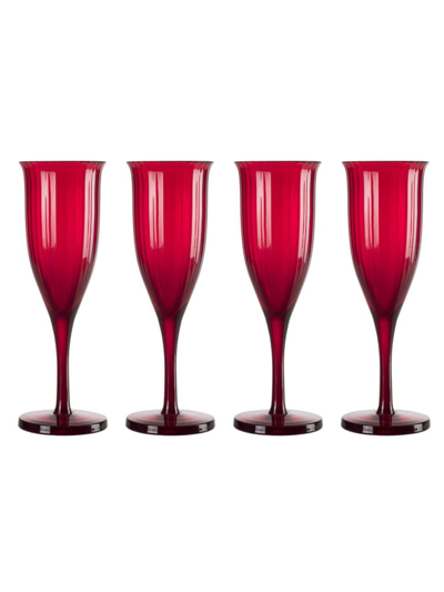 Nude Glass Omnia Bey 4-piece Champagne Glass Set In Red