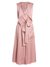 Victoria Beckham Sleeveless Satin Midi Wrap Trench Dress In Pink