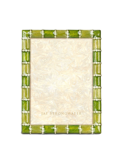 Jay Strongwater Striped 5" X 7" Picture Frame In Leaf