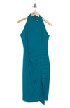 Eliza J Sleeveless Pleat Ruffle Sheath Dress In Jade