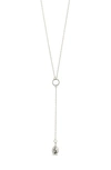 Sterling Forever Lee Molten Teardrop Y-necklace In Silver