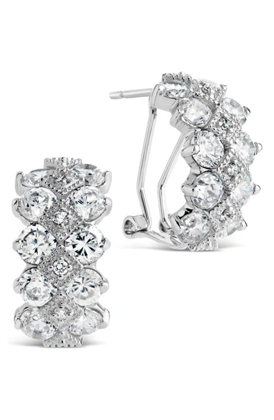 Sterling Forever Lena Cubic Zirconia Hoop Earrings In Silver