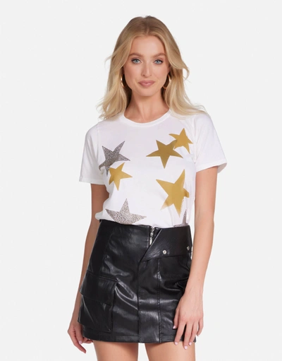Lauren Moshi Croft Gold Crystal Multi Stars In Milk
