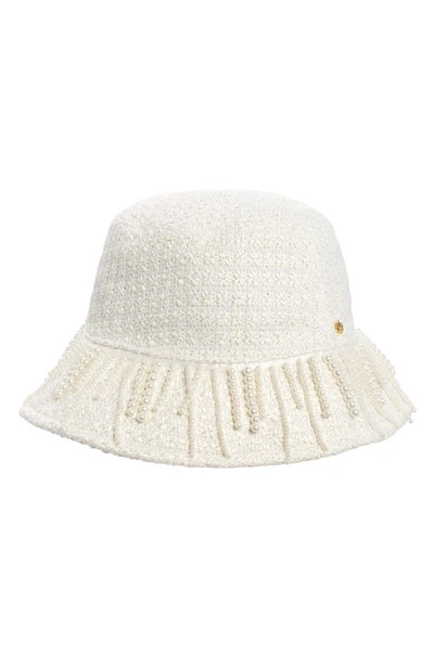 Lele Sadoughi Pearly Tweed Bucket Hat In Ivory