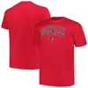CHAMPION CHAMPION RED LOUISVILLE CARDINALS BIG & TALL ARCH OVER LOGO T-SHIRT