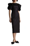 & Other Stories Ruffle Off The Shoulder Midi Dress In Black