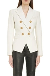 Balmain Double Breasted Wool Grain De Poudre Blazer In 0da Cream