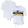 WEAR BY ERIN ANDREWS WEAR BY ERIN ANDREWS WHITE ST. LOUIS BLUES FRONT KNOT T-SHIRT