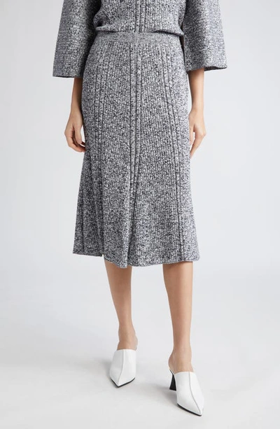 Stella Mccartney Ribbed Mouline Wool Pencil Skirt In 8519 White Blue