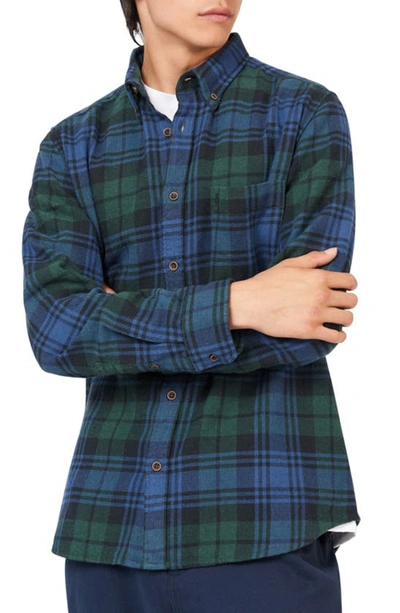 Ben Sherman Tartan Flannel Button-down Shirt In Fraser Green