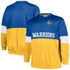 FANATICS FANATICS BRANDED ROYAL/GOLD GOLDEN STATE WARRIORS BIG & TALL SPLIT PULLOVER SWEATSHIRT