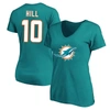 Fanatics Women's Tyreek Hill Aqua Miami Dolphins Plus Size Fair Catch Name And Number V-neck T-shirt In Aqua