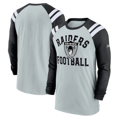 Nike Las Vegas Raiders Classic Arc Fashion  Men's Nfl Long-sleeve T-shirt In Grey