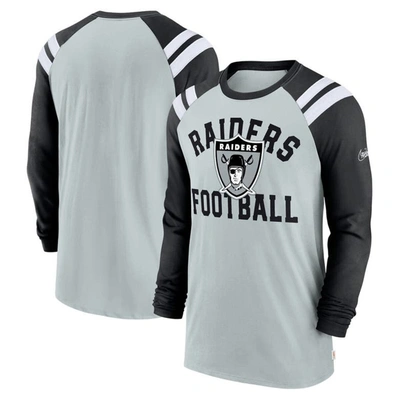 Nike Las Vegas Raiders Classic Arc Fashion  Men's Nfl Long-sleeve T-shirt In Silver,black