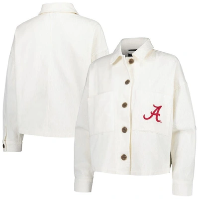 HYPE AND VICE HYPE AND VICE WHITE ALABAMA CRIMSON TIDE CORDUROY BUTTON-UP JACKET