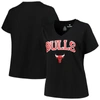 Profile Black Chicago Bulls Plus Size Arch Over Logo V-neck T-shirt In Black